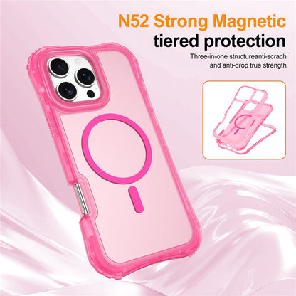 For iPhone 15 Pro Max Magnetic Phone Case Soft-touch 2-in-1 PC+TPU Shockproof Cover Compatible with MagSafe