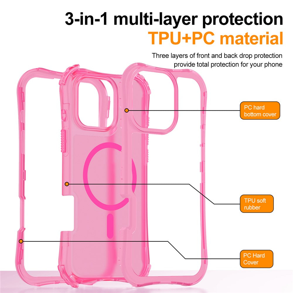 For iPhone 15 Pro Max Magnetic Phone Case Soft-touch 2-in-1 PC+TPU Shockproof Cover Compatible with MagSafe