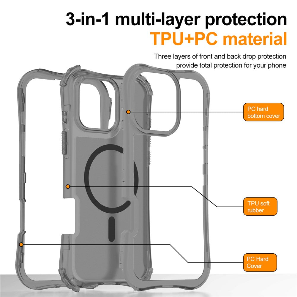 For iPhone 14 / 13 Magnetic Phone Case Soft-touch 2-in-1 PC+TPU Shockproof Cover Compatible with MagSafe
