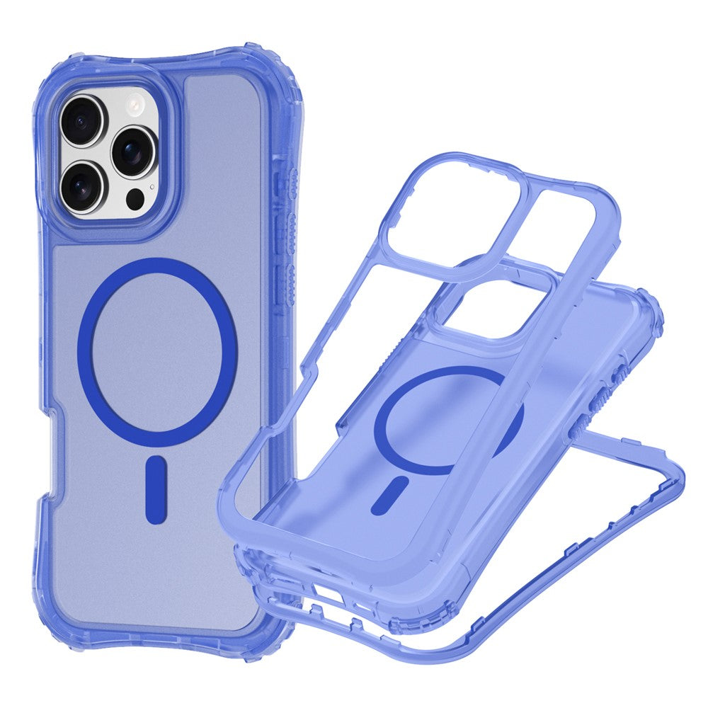 For iPhone 14 / 13 Magnetic Phone Case Soft-touch 2-in-1 PC+TPU Shockproof Cover Compatible with MagSafe