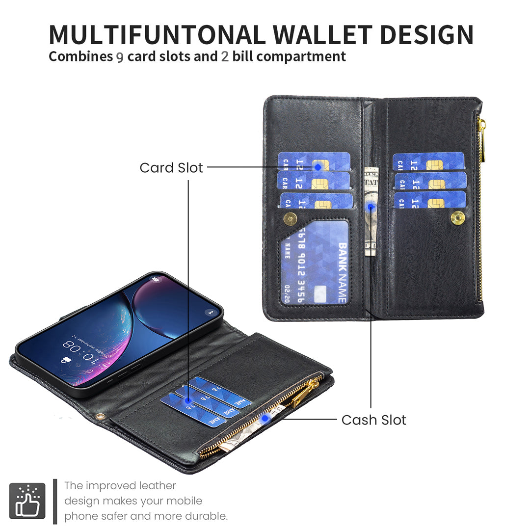 BINFEN COLOR for iPhone 16e / iPhone 17e BF Style-15 Leather Case Zipper Pocket Rhombus Phone Cover