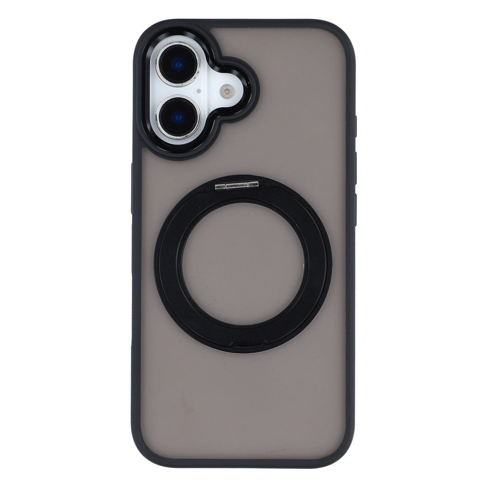 For iPhone 16 Case Rotating Kickstand TPU + PC Anti-slip Matte Phone Back Cover
