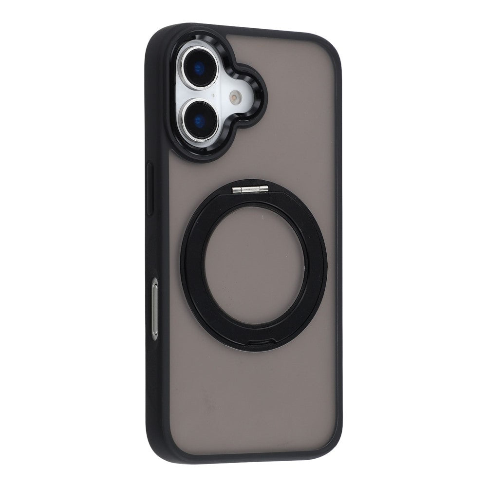 For iPhone 16 Case Rotating Kickstand TPU + PC Anti-slip Matte Phone Back Cover