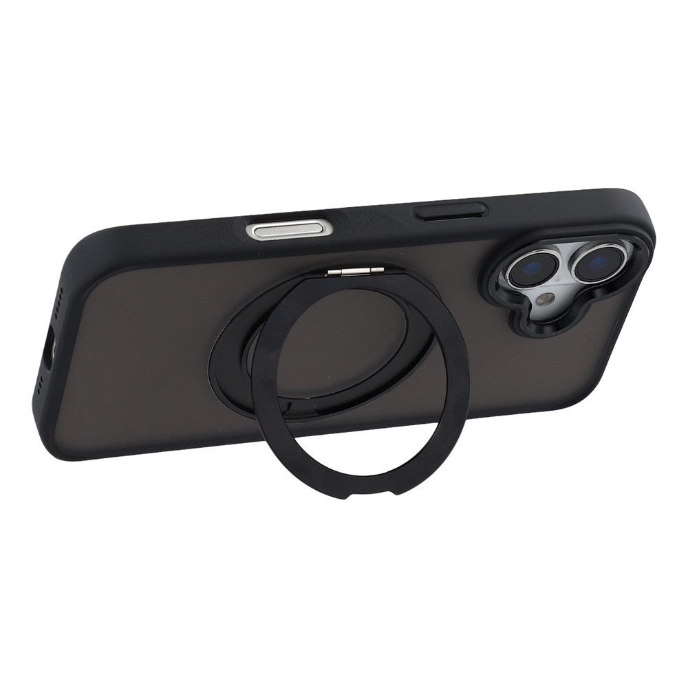For iPhone 16 Case Rotating Kickstand TPU + PC Anti-slip Matte Phone Back Cover