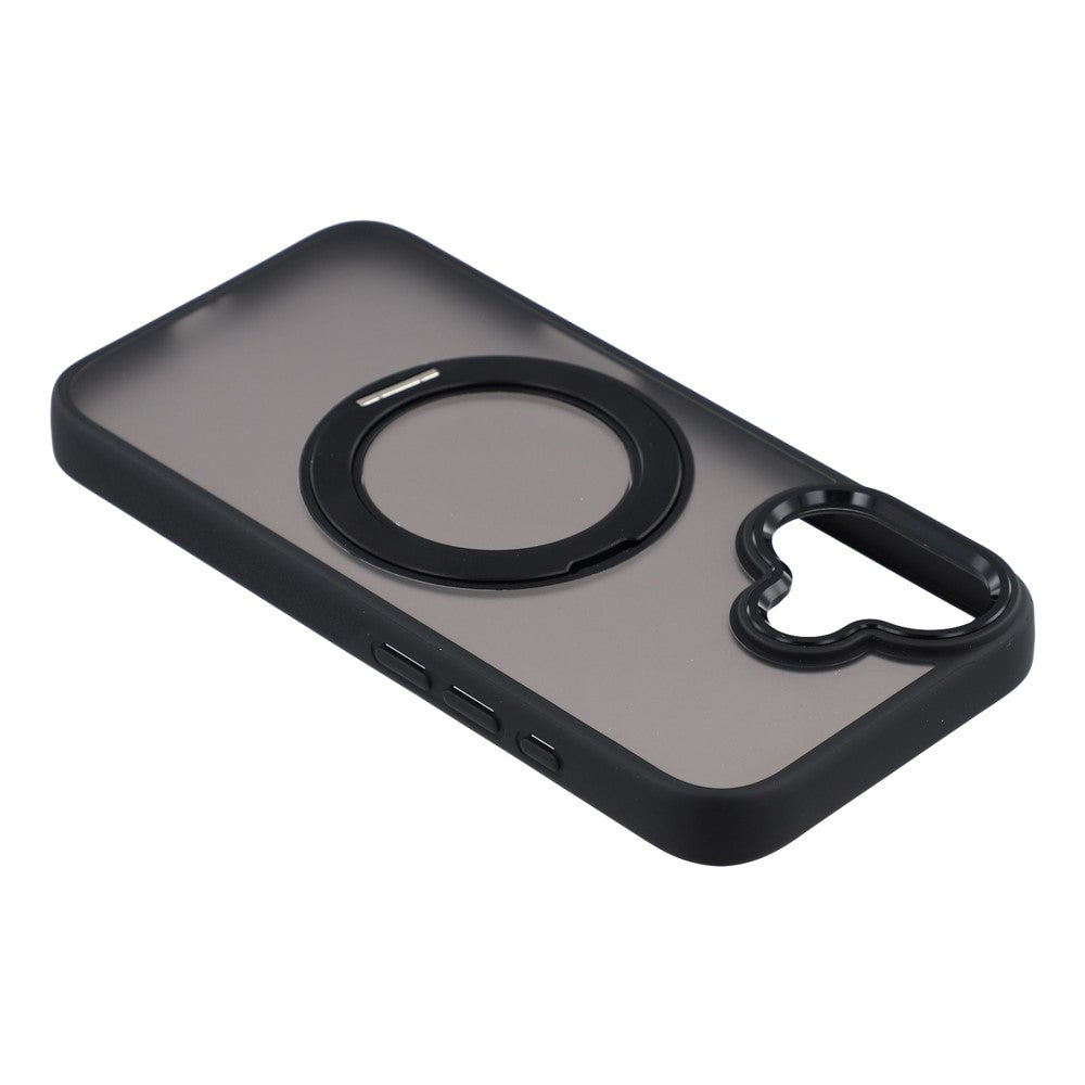 For iPhone 16 Case Rotating Kickstand TPU + PC Anti-slip Matte Phone Back Cover