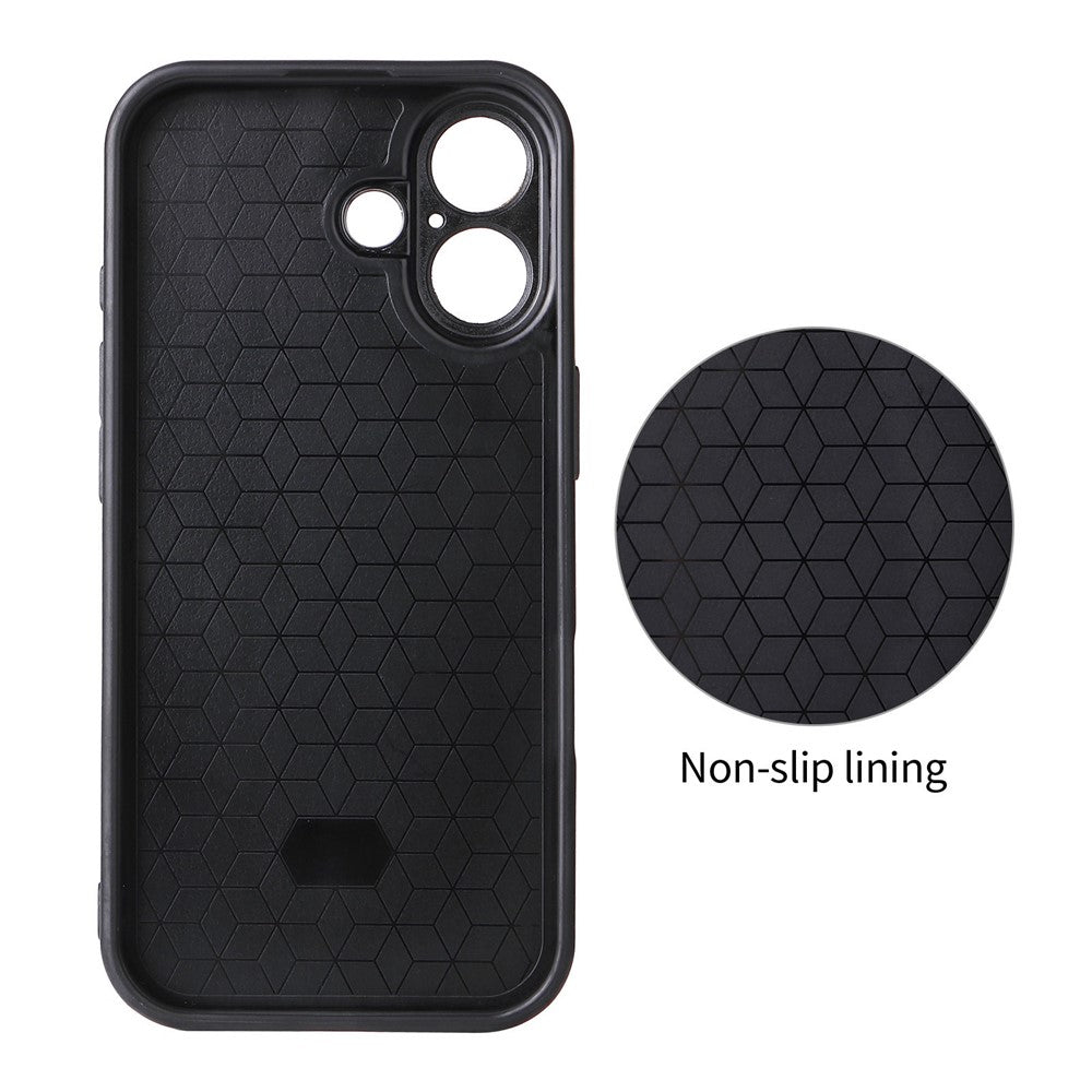 For iPhone 16 Case Carbon Fiber Texture Leather Coated TPU PC Phone Cover with Metal Ring for Magnetic Car Mount