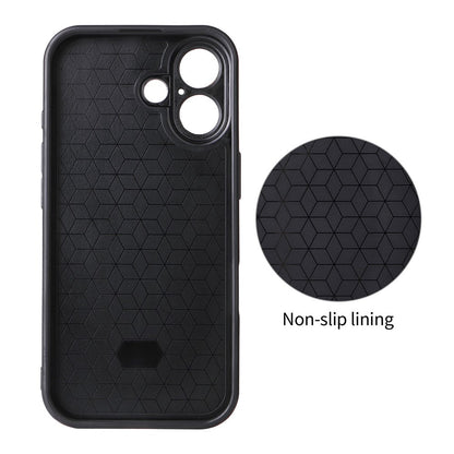 For iPhone 16 Case Carbon Fiber Texture Leather Coated TPU PC Phone Cover with Metal Ring for Magnetic Car Mount