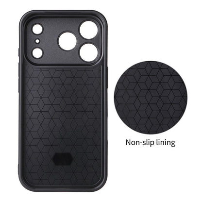 For iPhone 17 Pro Case Carbon Fiber Texture Leather Coated TPU PC Phone Cover with Metal Ring for Magnetic Car Mount