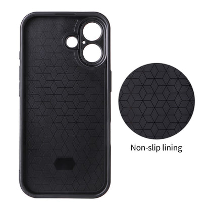 For iPhone 17 Case Carbon Fiber Texture Leather Coated TPU PC Phone Cover with Metal Ring for Magnetic Car Mount