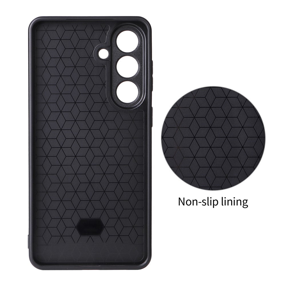 For Samsung Galaxy S26+ Case Carbon Fiber Texture Leather Coated TPU PC Phone Cover with Metal Ring for Magnetic Car Mount