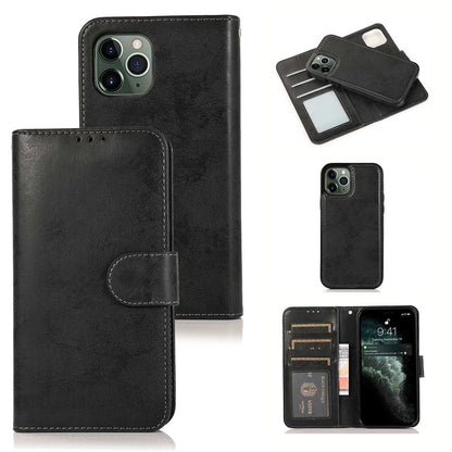 For iPhone 15 Pro Max Wallet Case Retro Matte Magnetic Detachable PU Leather TPU Phone Cover
