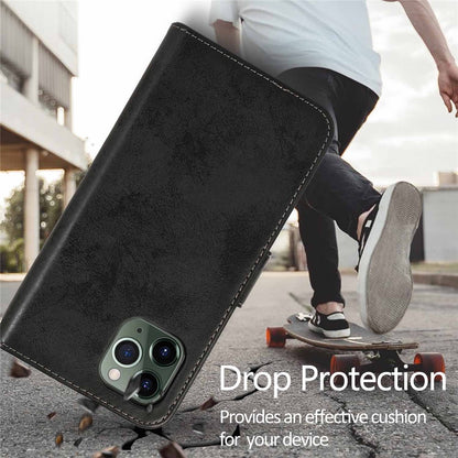 For iPhone 15 Pro Max Wallet Case Retro Matte Magnetic Detachable PU Leather TPU Phone Cover