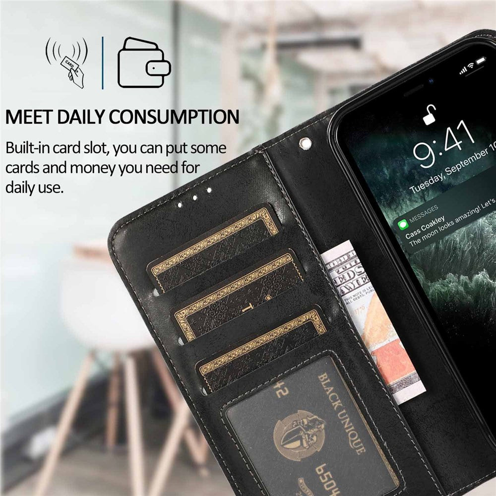 For iPhone 15 Pro Max Wallet Case Retro Matte Magnetic Detachable PU Leather TPU Phone Cover