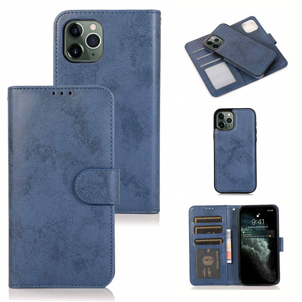 For iPhone 15 Pro Max Wallet Case Retro Matte Magnetic Detachable PU Leather TPU Phone Cover