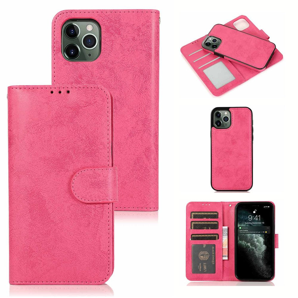For iPhone 15 Pro Max Wallet Case Retro Matte Magnetic Detachable PU Leather TPU Phone Cover