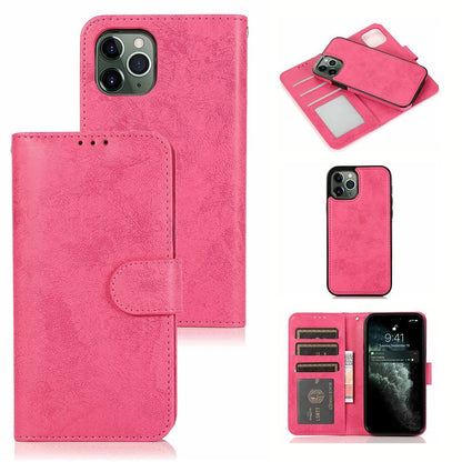 For iPhone 15 Pro Max Wallet Case Retro Matte Magnetic Detachable PU Leather TPU Phone Cover