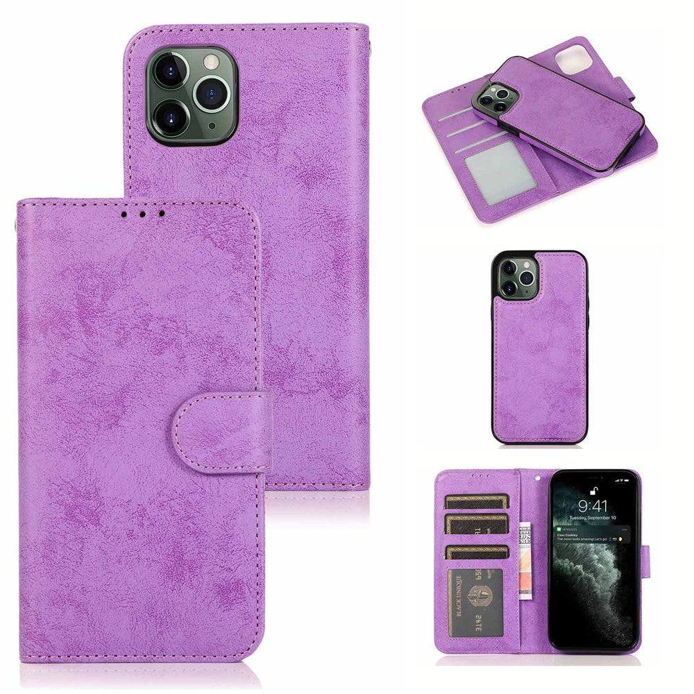 For iPhone 15 Pro Max Wallet Case Retro Matte Magnetic Detachable PU Leather TPU Phone Cover