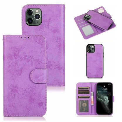 For iPhone 15 Pro Max Wallet Case Retro Matte Magnetic Detachable PU Leather TPU Phone Cover