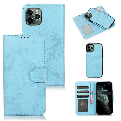 For iPhone 15 Pro Max Wallet Case Retro Matte Magnetic Detachable PU Leather TPU Phone Cover
