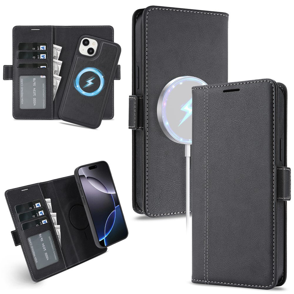 For iPhone 14 Plus Magnetic Case Detachable 2 in 1 Leather Wallet Phone Cover