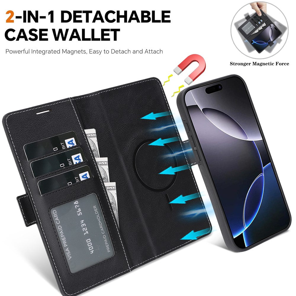 For iPhone 14 Magnetic Case Detachable 2 in 1 Leather Wallet Phone Cover