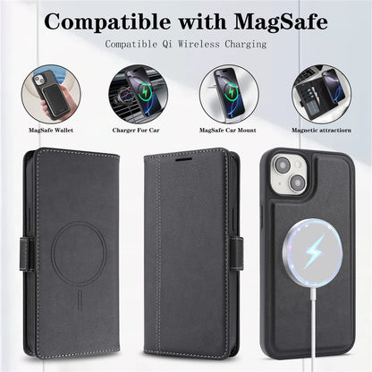 For iPhone 14 Magnetic Case Detachable 2 in 1 Leather Wallet Phone Cover