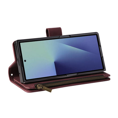 For Samsung Galaxy Z Fold8 Ultra Case Zipper Multi-Pocket Wallet Leather Phone Cover with Shoulder and Wrist Straps