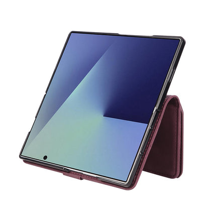 For Samsung Galaxy Z Fold8 Ultra Case Zipper Multi-Pocket Wallet Leather Phone Cover with Shoulder and Wrist Straps