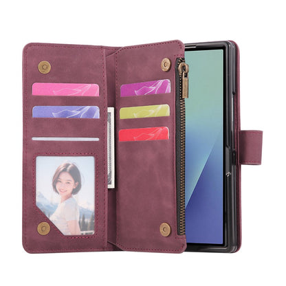 For Samsung Galaxy Z Fold8 Ultra Case Zipper Multi-Pocket Wallet Leather Phone Cover with Shoulder and Wrist Straps