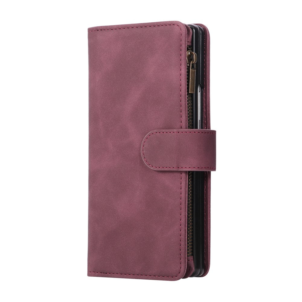 For Samsung Galaxy Z Fold8 Ultra Case Zipper Multi-Pocket Wallet Leather Phone Cover with Shoulder and Wrist Straps