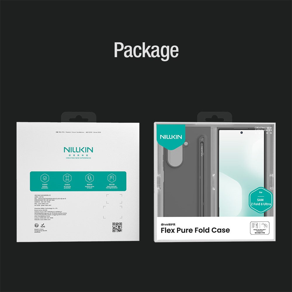 NILLKIN Flex Pure Fold Case for Samsung Galaxy Z Fold8 Ultra Silicone + PC Phone Cover with Stylus Pen