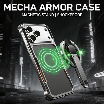 For iPhone 17 Pro Max Case with Magnetic Kickstand Titanium Metal Shockproof Armor Phone Cover
