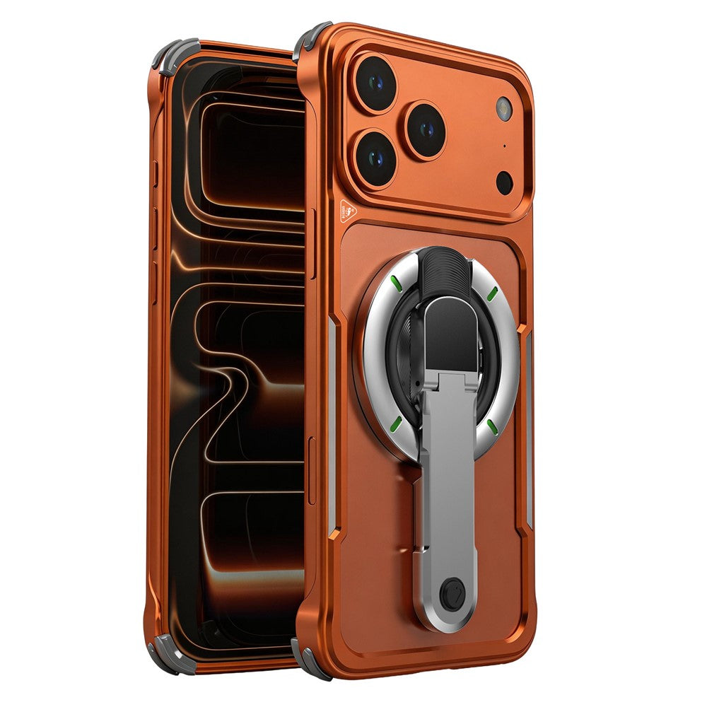 For iPhone 17 Pro Max Case with Magnetic Kickstand Titanium Metal Shockproof Armor Phone Cover