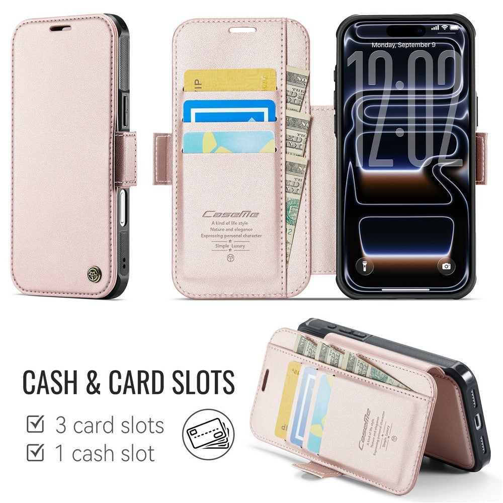CASEME 053 for iPhone 17 Pro Max Case Magnetic RFID Blocking Wallet Flip Leather Phone Cover