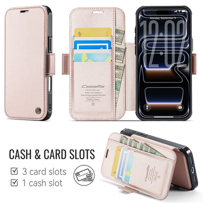CASEME 053 for iPhone 17 Pro Max Case Magnetic RFID Blocking Wallet Flip Leather Phone Cover