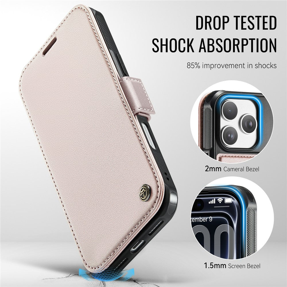 CASEME 053 for iPhone 17 Pro Max Case Magnetic RFID Blocking Wallet Flip Leather Phone Cover