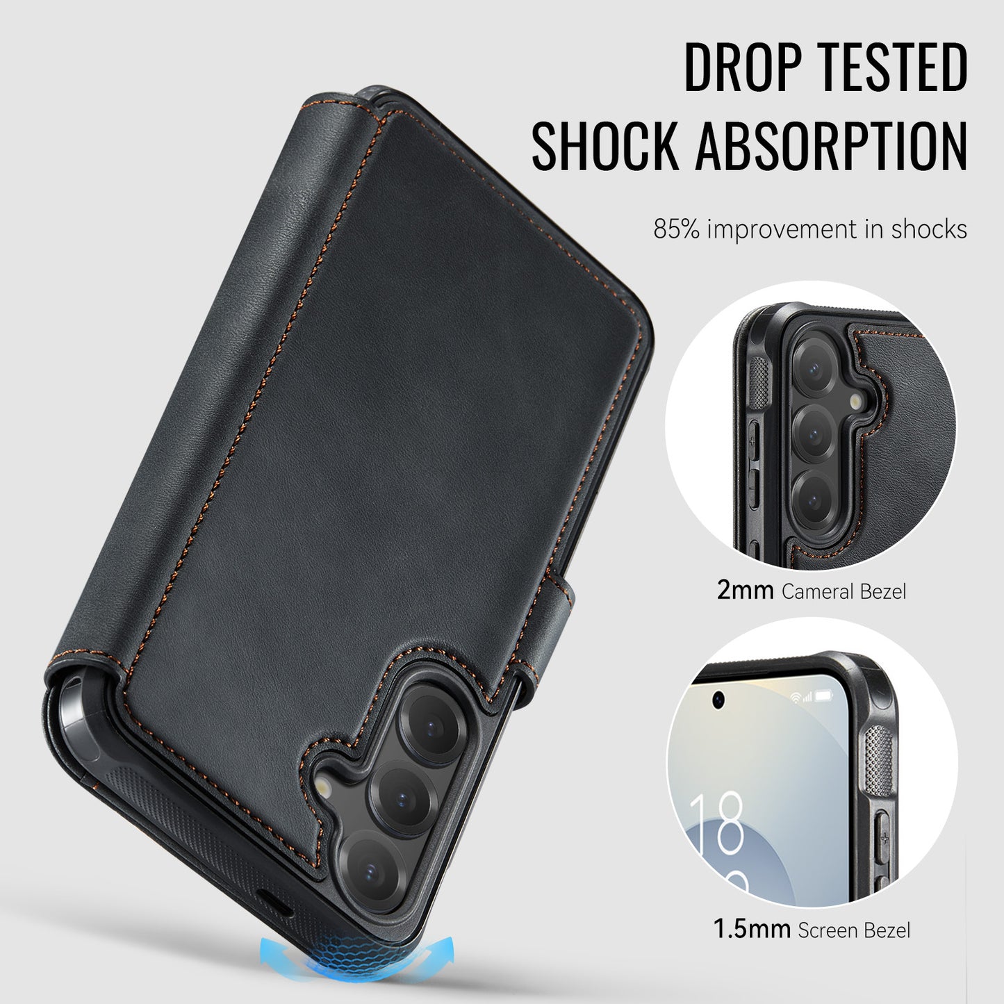 AUTSPACE for Samsung Galaxy S26+ A15 Case RFID Blocking Wallet Leather Magnetic Phone Cover