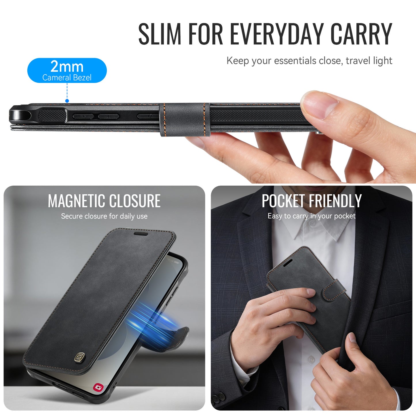AUTSPACE for Samsung Galaxy S26+ A15 Case RFID Blocking Wallet Leather Magnetic Phone Cover