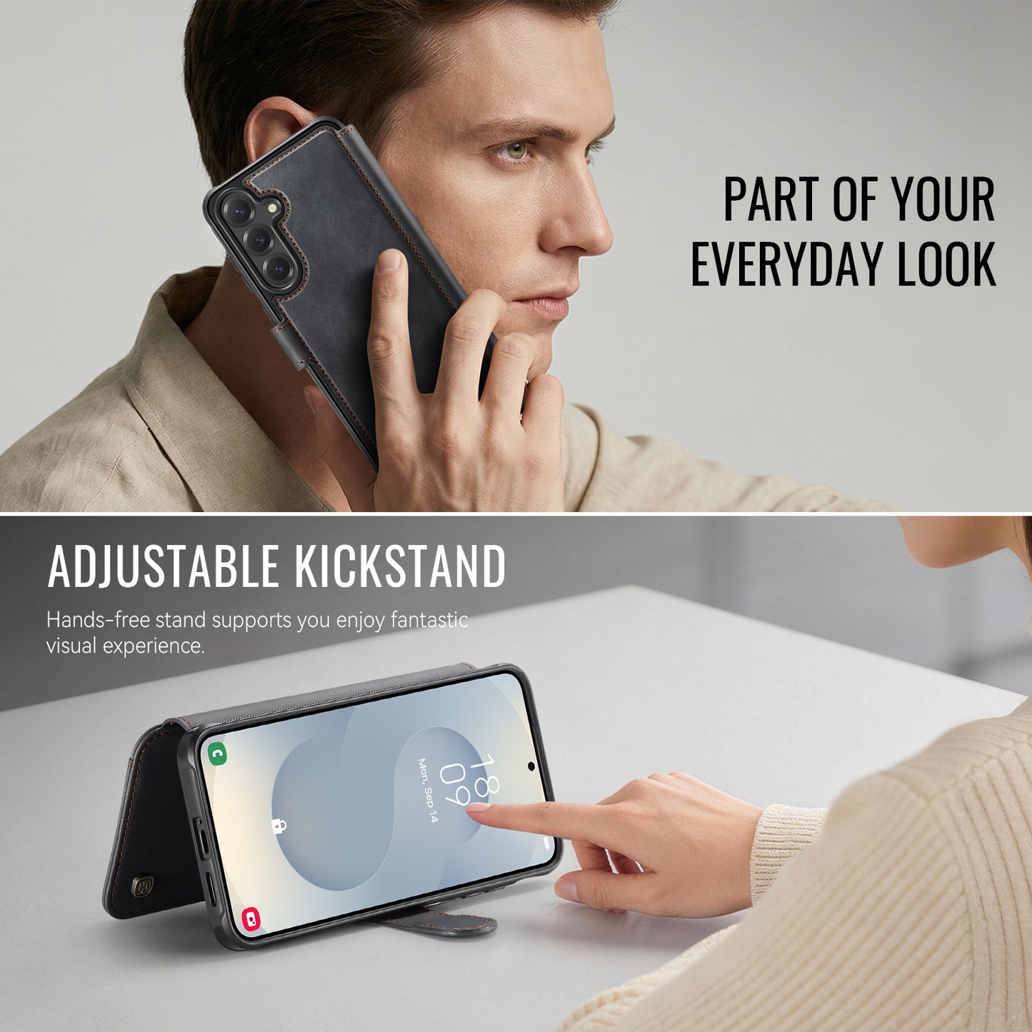 AUTSPACE for Samsung Galaxy S26+ A15 Case RFID Blocking Wallet Leather Magnetic Phone Cover