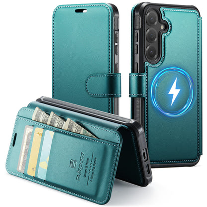 AUTSPACE for Samsung Galaxy S26+ A15 Case RFID Blocking Wallet Leather Magnetic Phone Cover