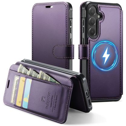AUTSPACE for Samsung Galaxy S26+ A15 Case RFID Blocking Wallet Leather Magnetic Phone Cover