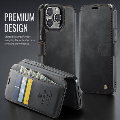 AUTSPACE for iPhone 15 Pro Max A15 Case RFID Blocking Wallet Leather Magnetic Phone Cover