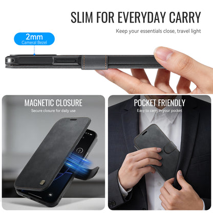 AUTSPACE for iPhone 15 Pro Max A15 Case RFID Blocking Wallet Leather Magnetic Phone Cover
