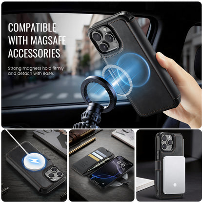 AUTSPACE for iPhone 15 Pro Max A15 Case RFID Blocking Wallet Leather Magnetic Phone Cover