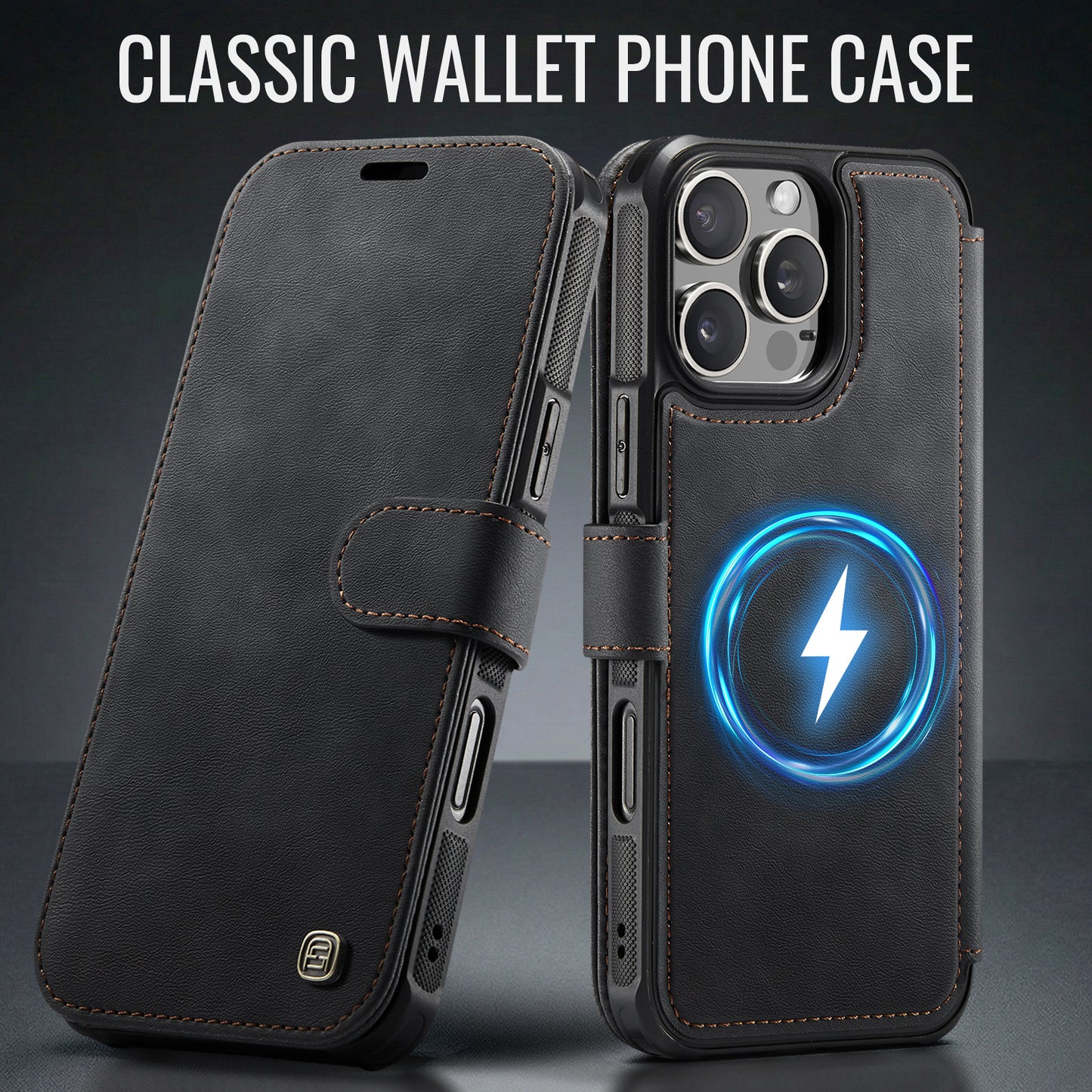 AUTSPACE for iPhone 16 Pro A15 Case RFID Blocking Wallet Leather Magnetic Phone Cover