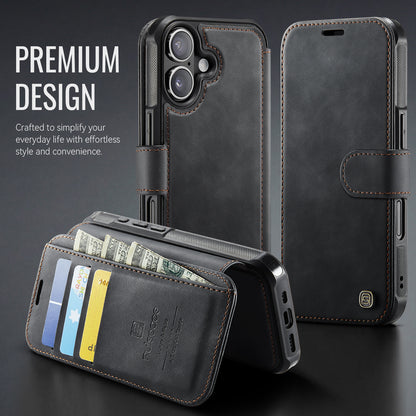 AUTSPACE for iPhone 16 A15 Case RFID Blocking Wallet Leather Magnetic Phone Cover