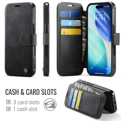 AUTSPACE for iPhone 16 A15 Case RFID Blocking Wallet Leather Magnetic Phone Cover