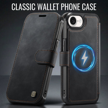 AUTSPACE for iPhone 17e / iPhone 16e A15 Case RFID Blocking Wallet Leather Magnetic Phone Cover