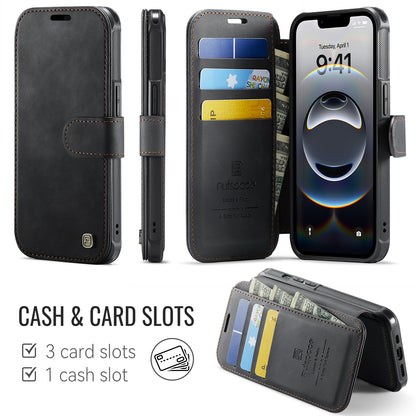 AUTSPACE for iPhone 17e / iPhone 16e A15 Case RFID Blocking Wallet Leather Magnetic Phone Cover