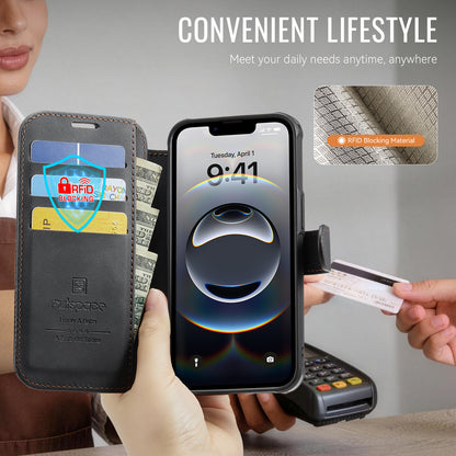 AUTSPACE for iPhone 17e / iPhone 16e A15 Case RFID Blocking Wallet Leather Magnetic Phone Cover